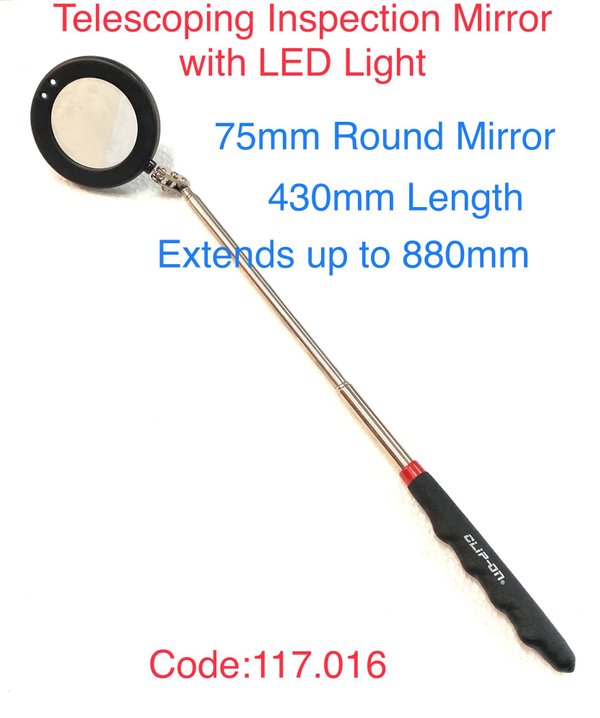 Clip-On Telescoping Inspection Mirror W/Led Light