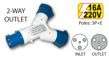 Industrial 220v 2-Ways Outlet Socket