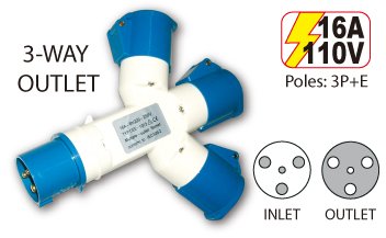 Industrial 220v 3-Ways Outlet Socket