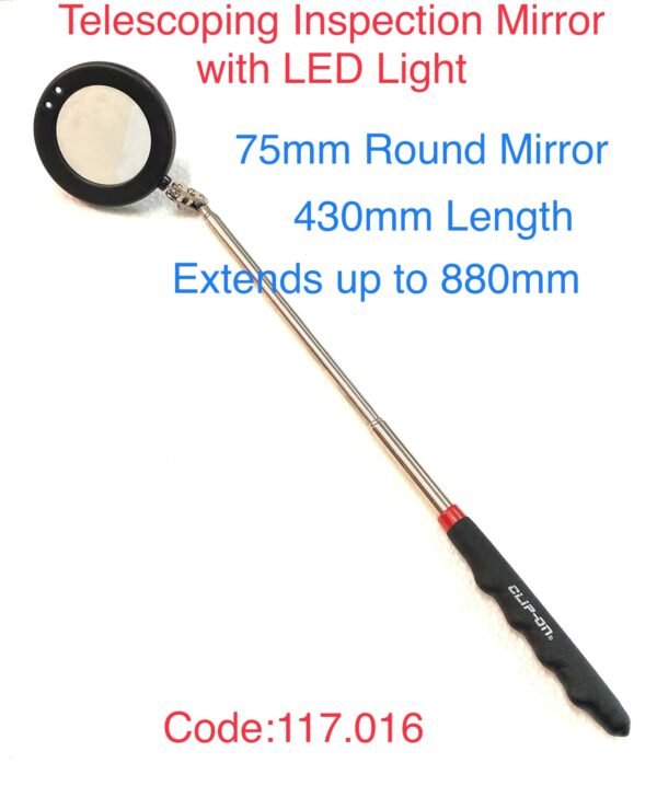 Clip-On Telescoping Inspection Mirror With Led Light