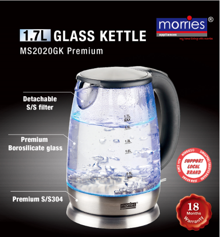 Morries 1.7L Glass Kettle MS 2020GK Premium
