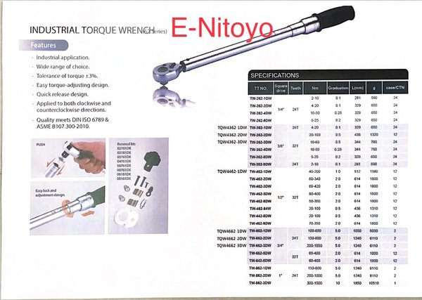 Nitoyo-Torque Wrench 3/4″Dr (150-800N.M)