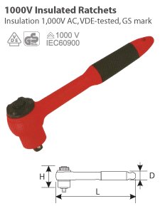 E-Nitoyo-VDE 1000V Insolated Ratchet Handle